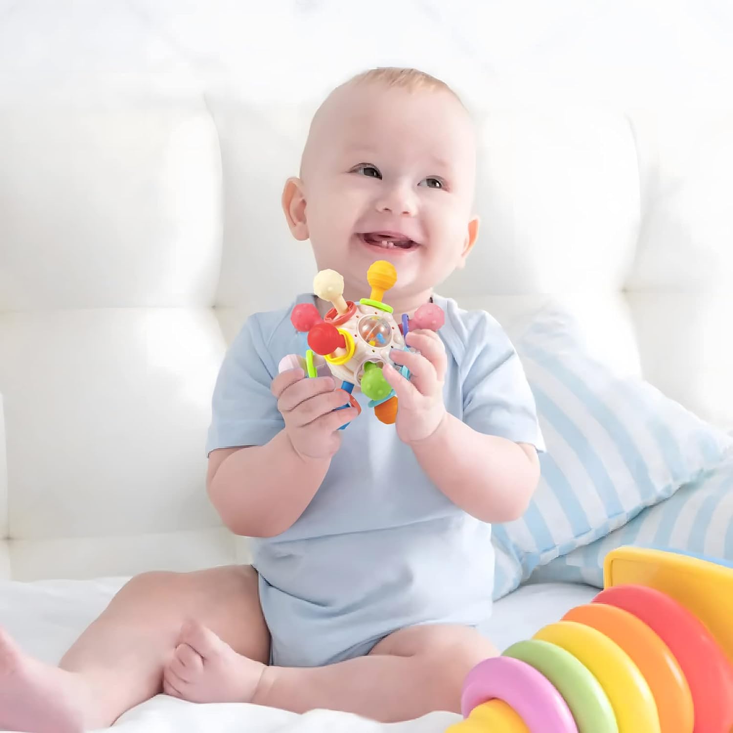 Balle Sensorielle Bébé - Jouet de Dentition et Éveil Multifonctionnel - ESPACE DES BEBES