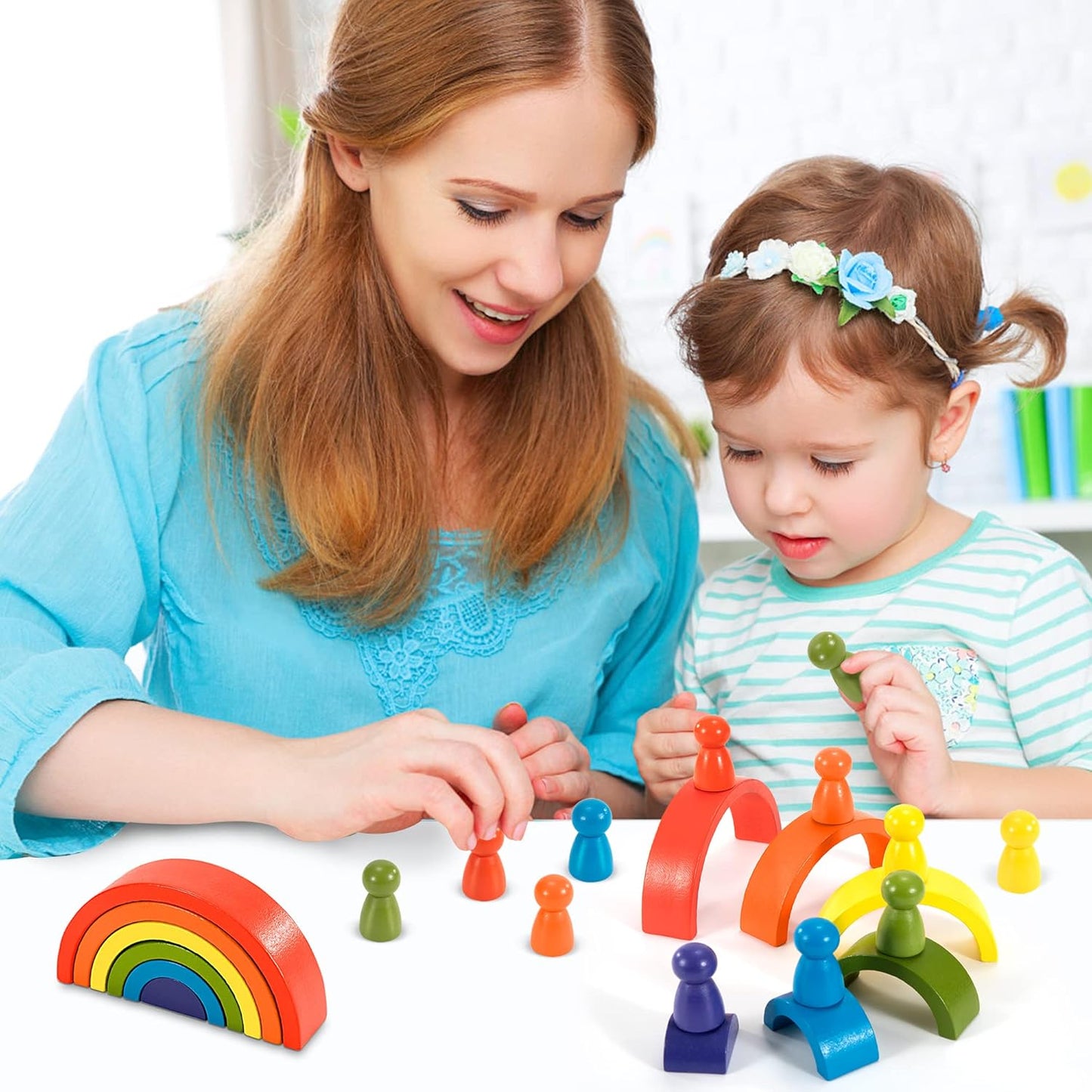 Jeu Arc - en - Ciel en Bois Montessori - ESPACE DES BEBES