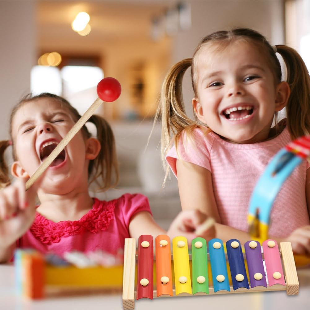 Xylophone en Bois pour Enfants - Jouet Musical Éducatif 8 Tons - Idéal pour Éveil Musical et Apprentissage des Couleurs - ESPACE DES BEBES