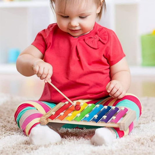 Xylophone en Bois pour Enfants - Jouet Musical Éducatif 8 Tons - Idéal pour Éveil Musical et Apprentissage des Couleurs - ESPACE DES BEBES