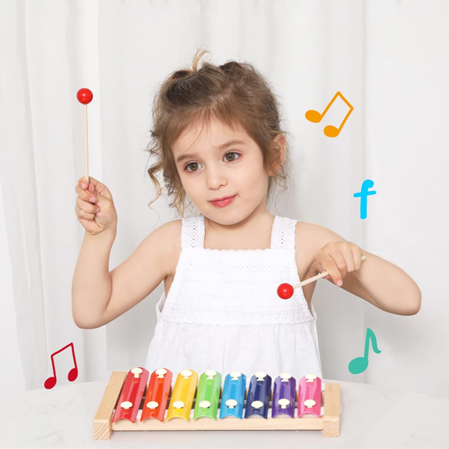 Xylophone en Bois pour Enfants - Jouet Musical Éducatif 8 Tons - Idéal pour Éveil Musical et Apprentissage des Couleurs - ESPACE DES BEBES