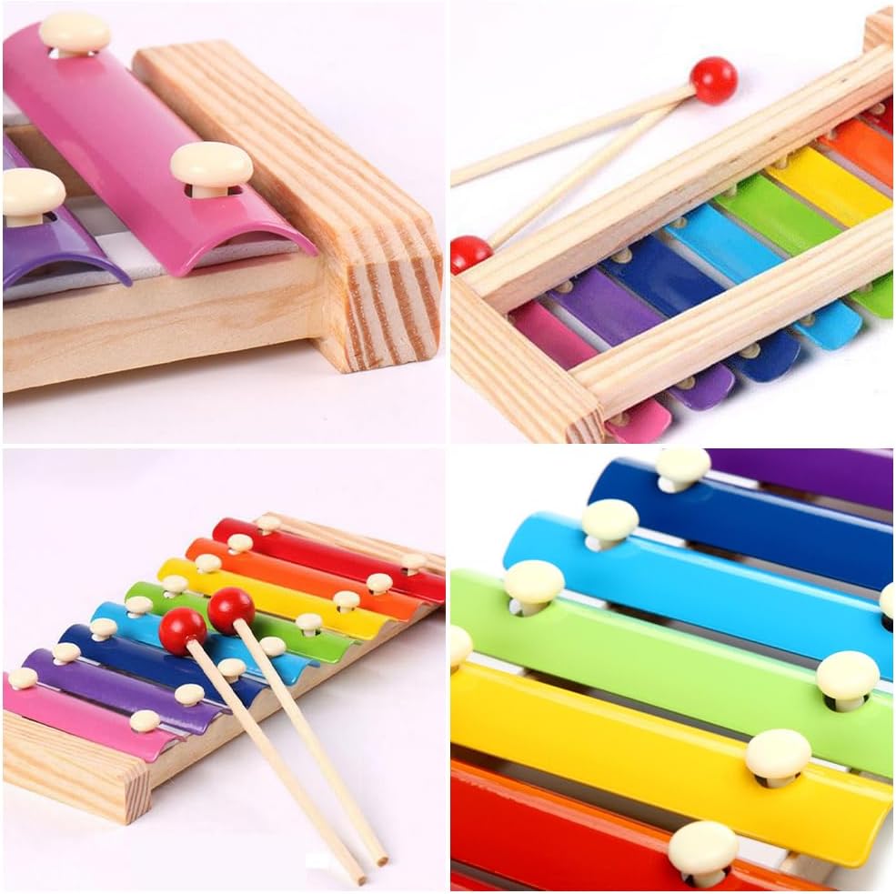 Xylophone en Bois pour Enfants - Jouet Musical Éducatif 8 Tons - Idéal pour Éveil Musical et Apprentissage des Couleurs - ESPACE DES BEBES